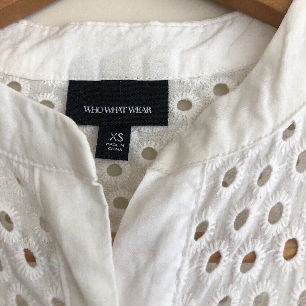 Who What Wear Shirt Dress White Eyelet Vacation Summer Dress Size XS - Picture 5 of 8
